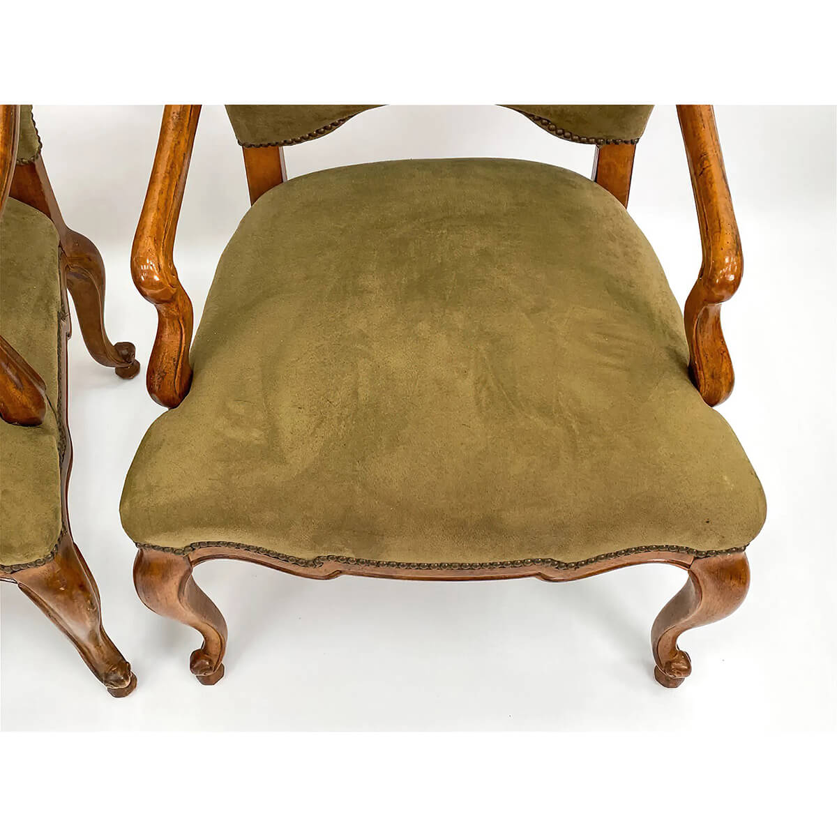 Top view of second armchair seat upholstery.