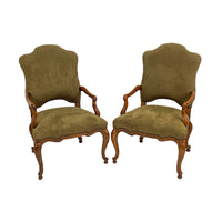 Pair of French provincial armchairs front angle.