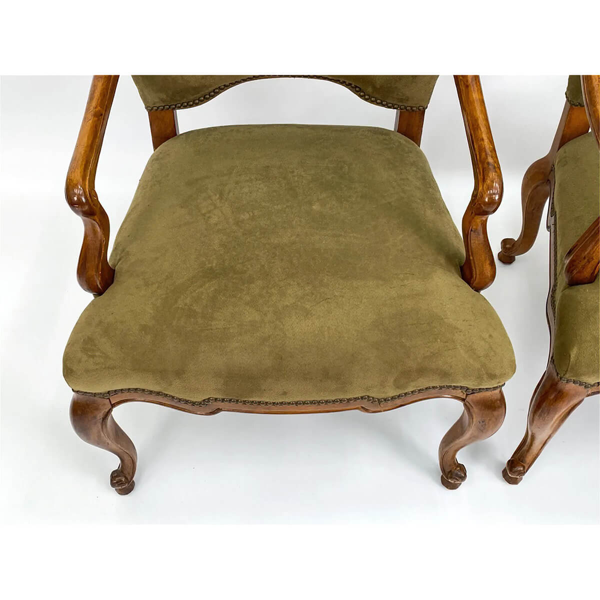 Top view of armchair seat upholstery.