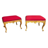 Pair of red and gold George III style stools