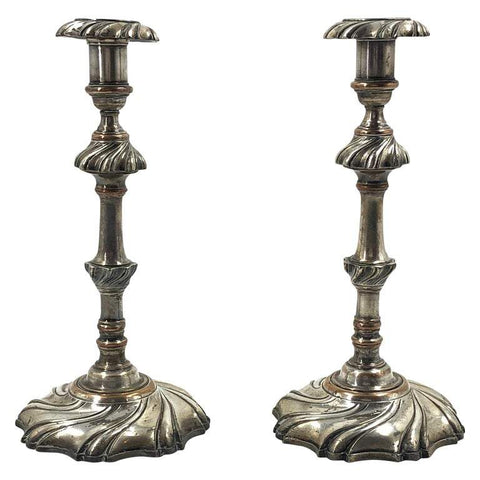 Pair of Georgian Silvered Candlesticks