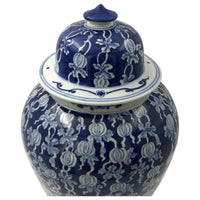 Close-up of ginger jar lid and design details.