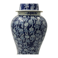Side view of blue and white ginger jar pattern.