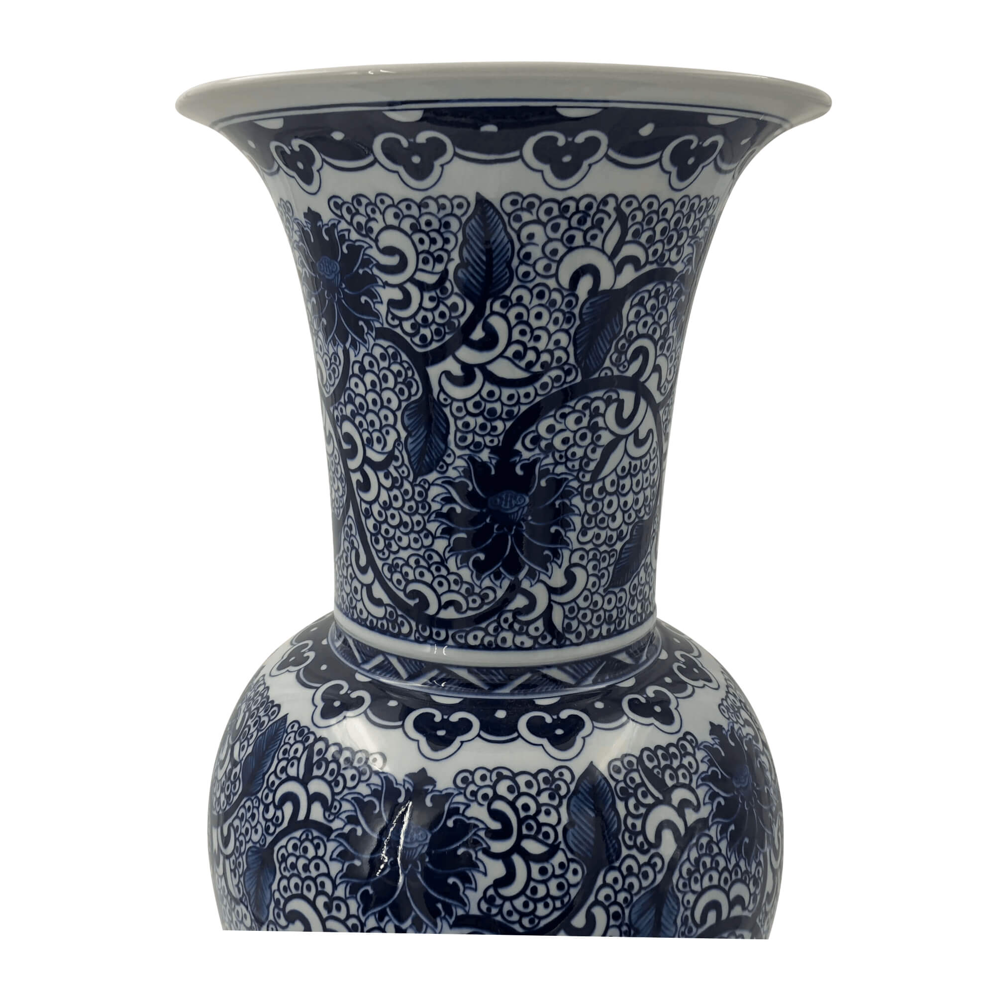 Upper section, hand-painted Chinese porcelain vase details.