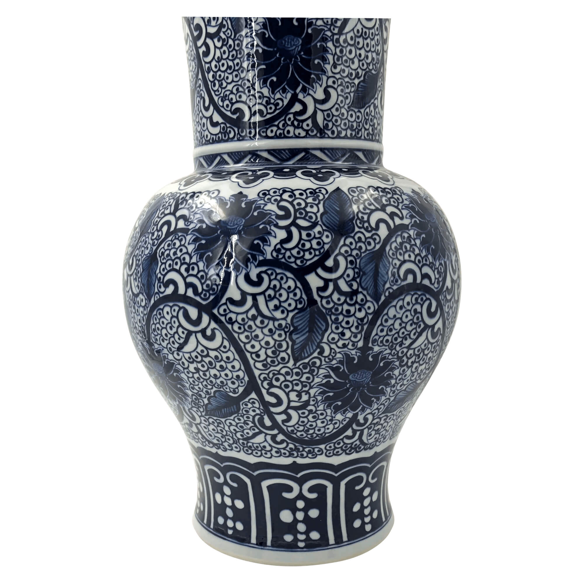 Lower section, Chinese porcelain vase, floral motifs.