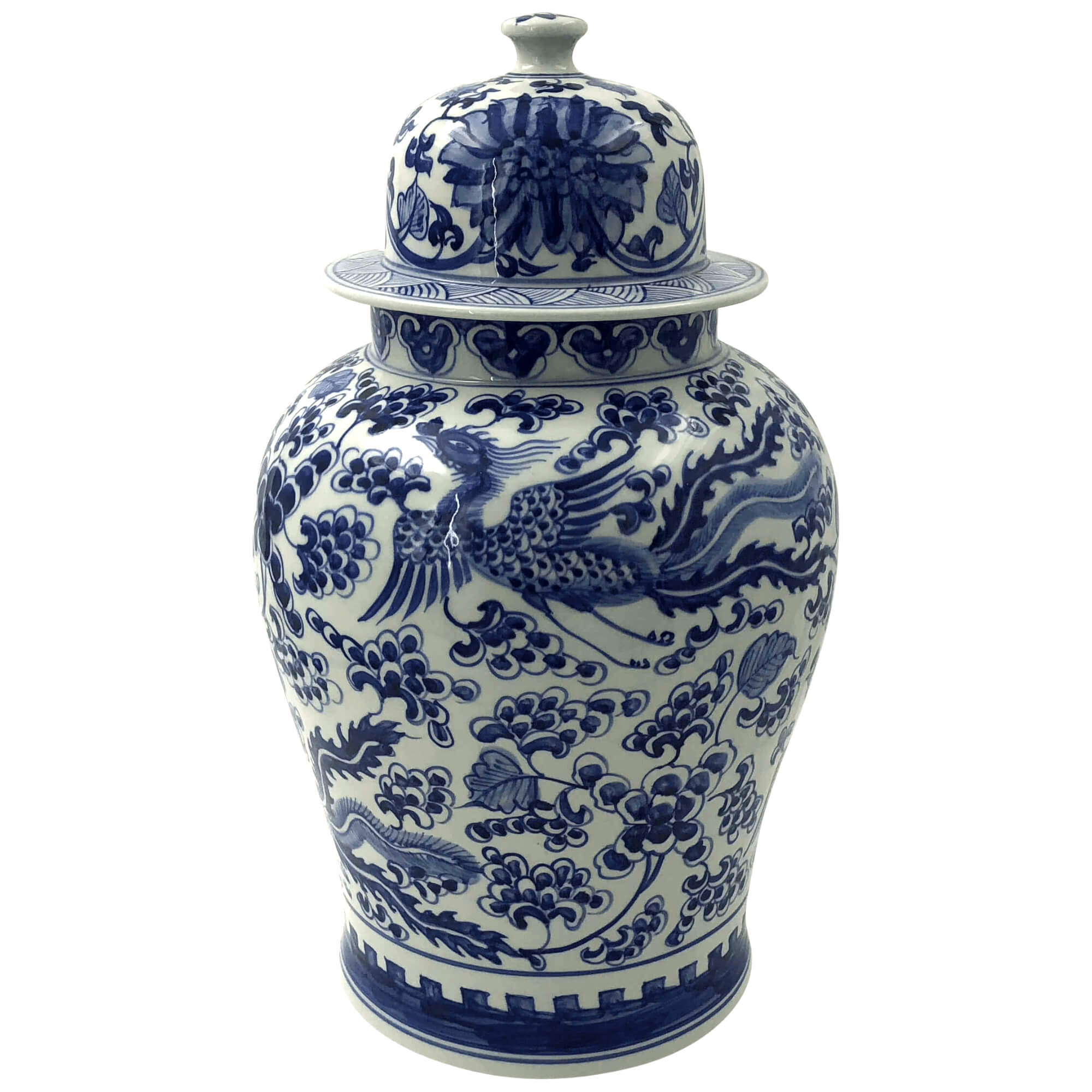 Pair of Large Blue and White Ginger Jars - English Georgian America