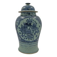 Single Chinese porcelain temple jar, intricate still life.