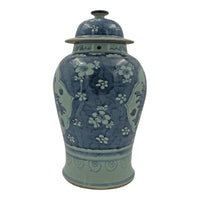 Single Chinese porcelain temple jar, floral design back.