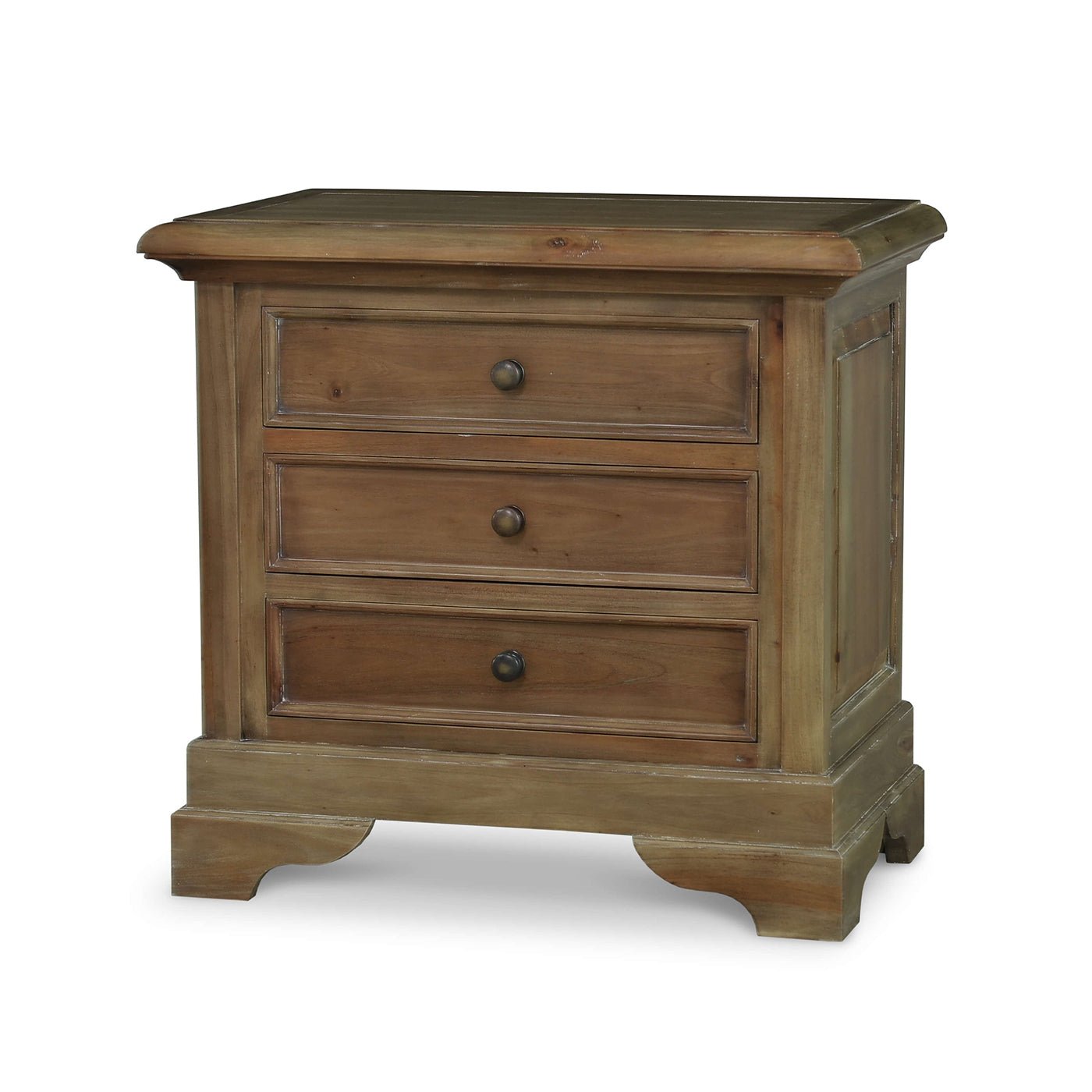 Single mahogany nightstand, angled view, drawers closed.