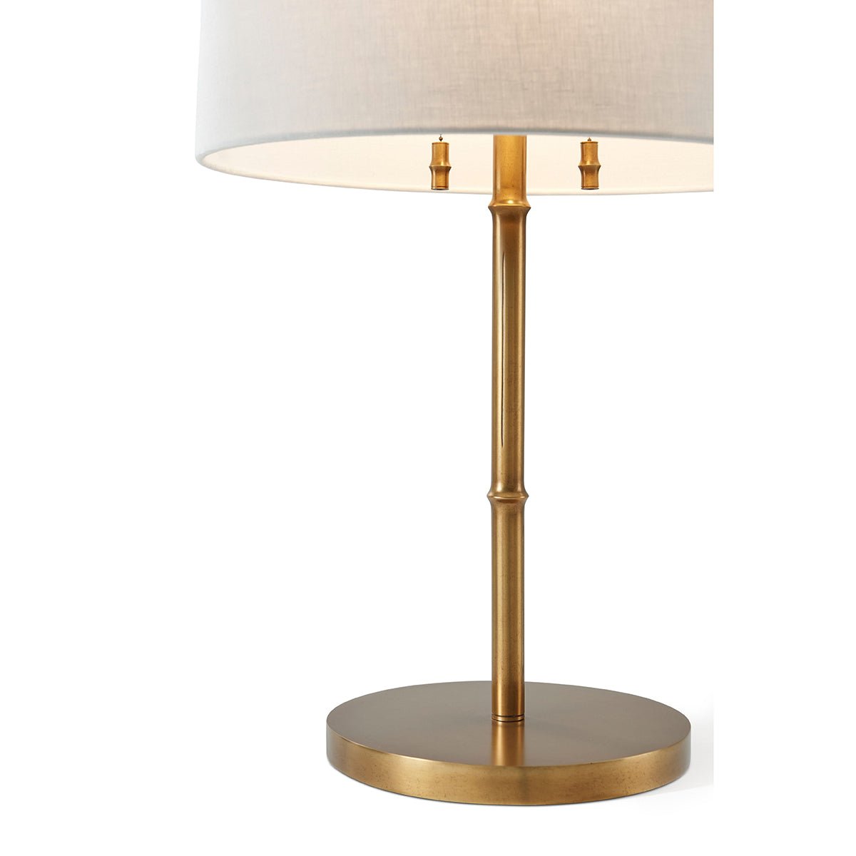 Close-up of lamp base with faux bois detail
