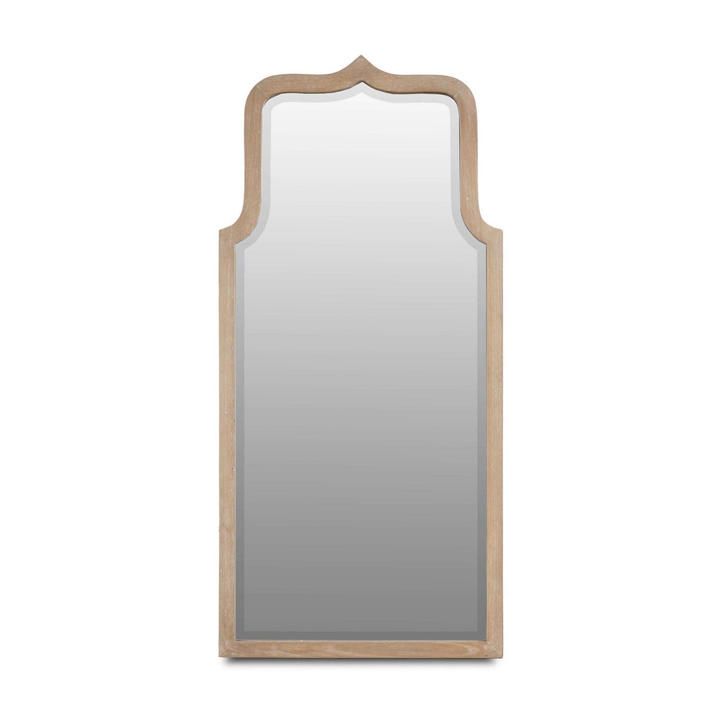 Single modern mirror with wooden frame and stylish design.