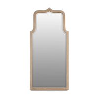 Single modern mirror with wooden frame and stylish design.