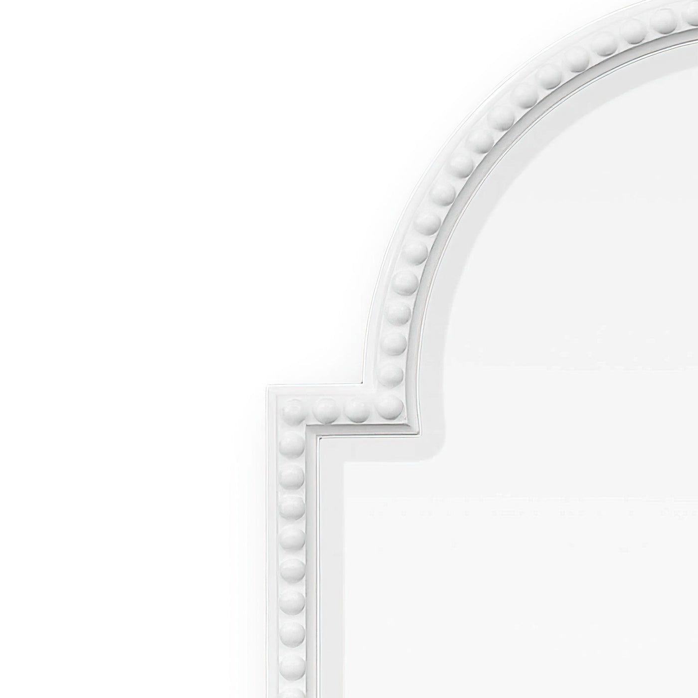 Close-up of Queen Anne mirror's beaded edge design.