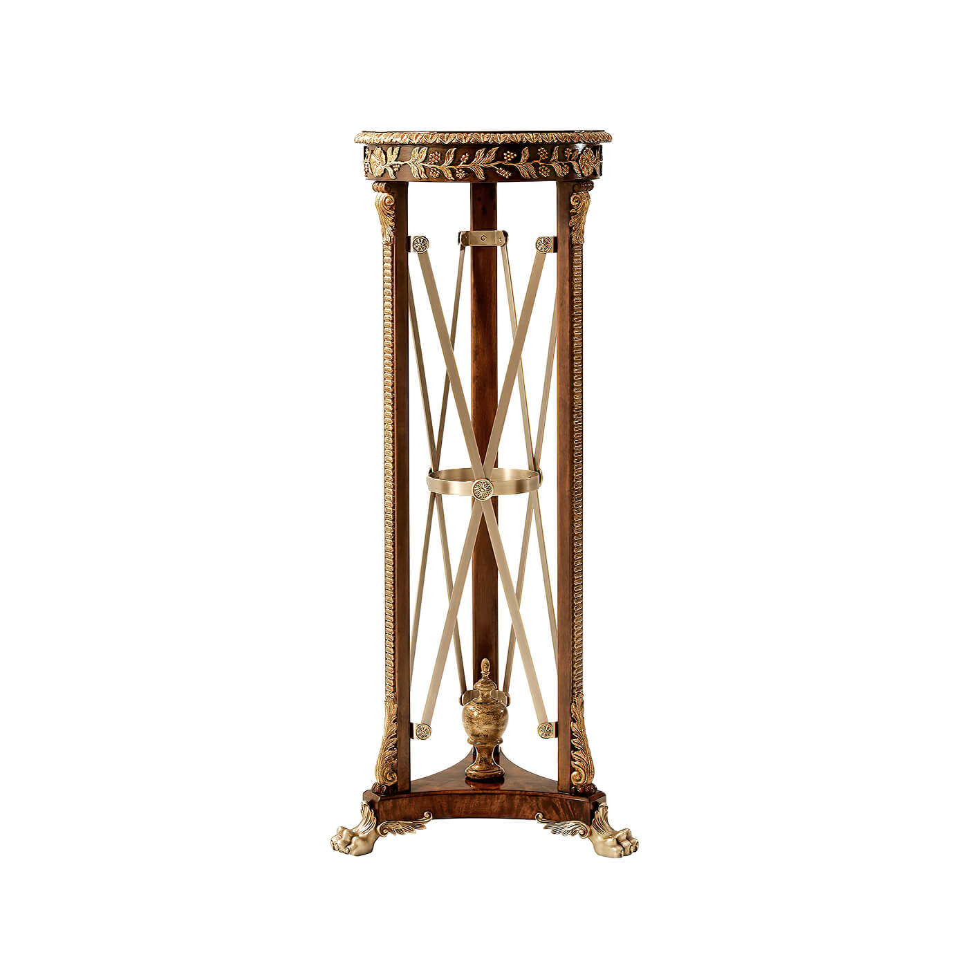 Front view of regency style pedestal, decorative accents.