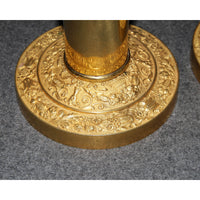 Detailed view of ornate base on Neo Classic candlestick.