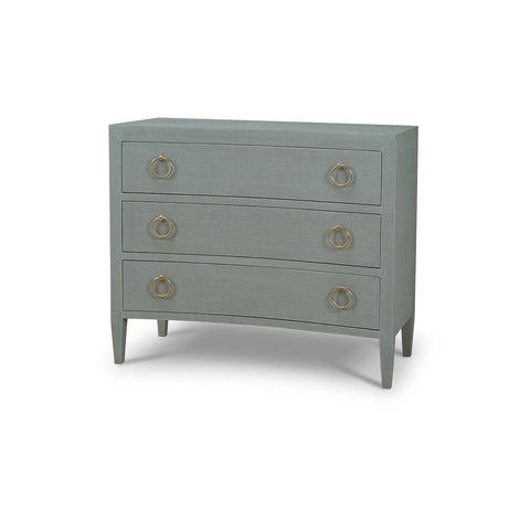 Pale Blue Linen Wrapped Modern Chest of Drawers