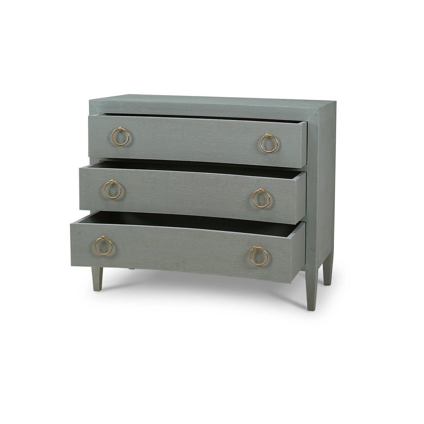 Chest of drawers with open drawers.