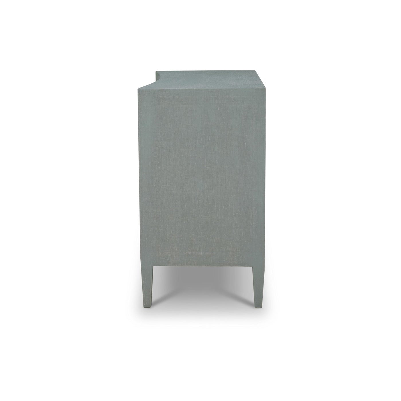 Side view of modern chest of drawers.