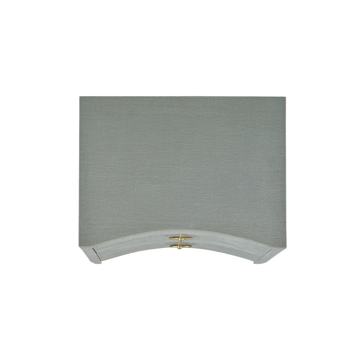 Top view of pale blue nightstand, curved display.