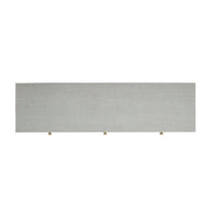 Top view of pale blue console table.