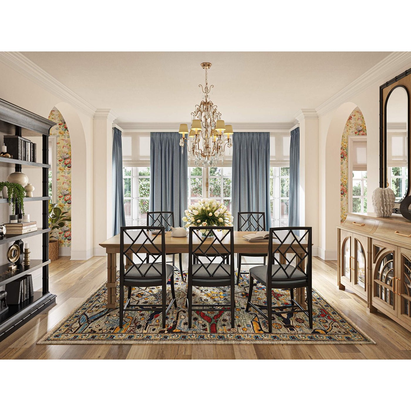 Palm Beach Regency dining table in a stylish dining room.