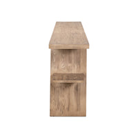 Side profile of console table showing wood texture.