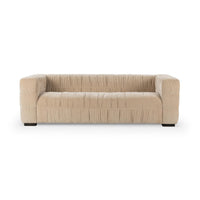 Pleated Velvet Sofa - French Vanilla