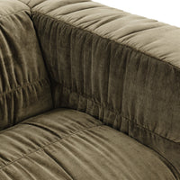 Pleated Velvet Sofa - Olive Green, view 5