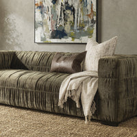 Pleated Velvet Sofa - Olive Green, view 9