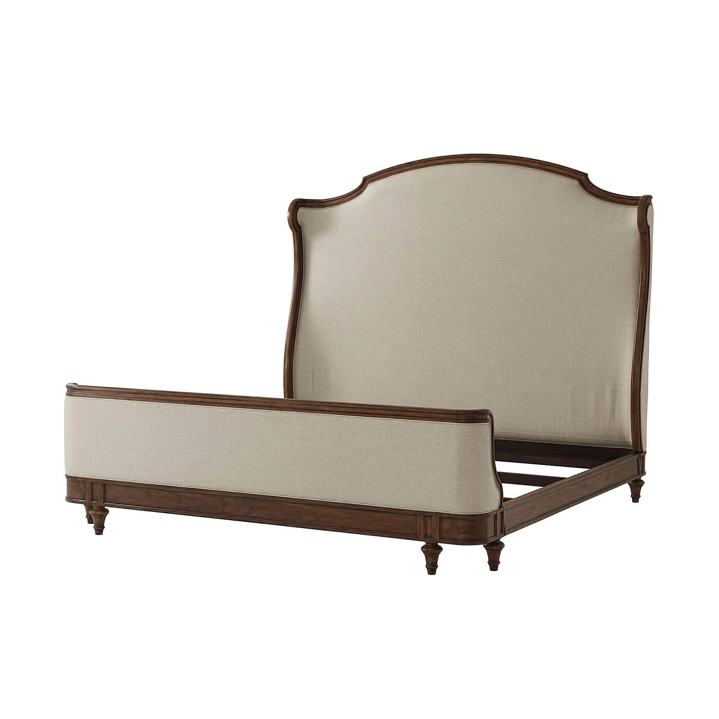 California king bed frame, headboard and footboard visible.