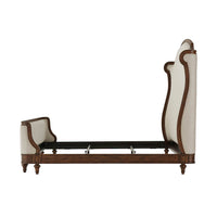 Side view of bed frame, showing structure and design.