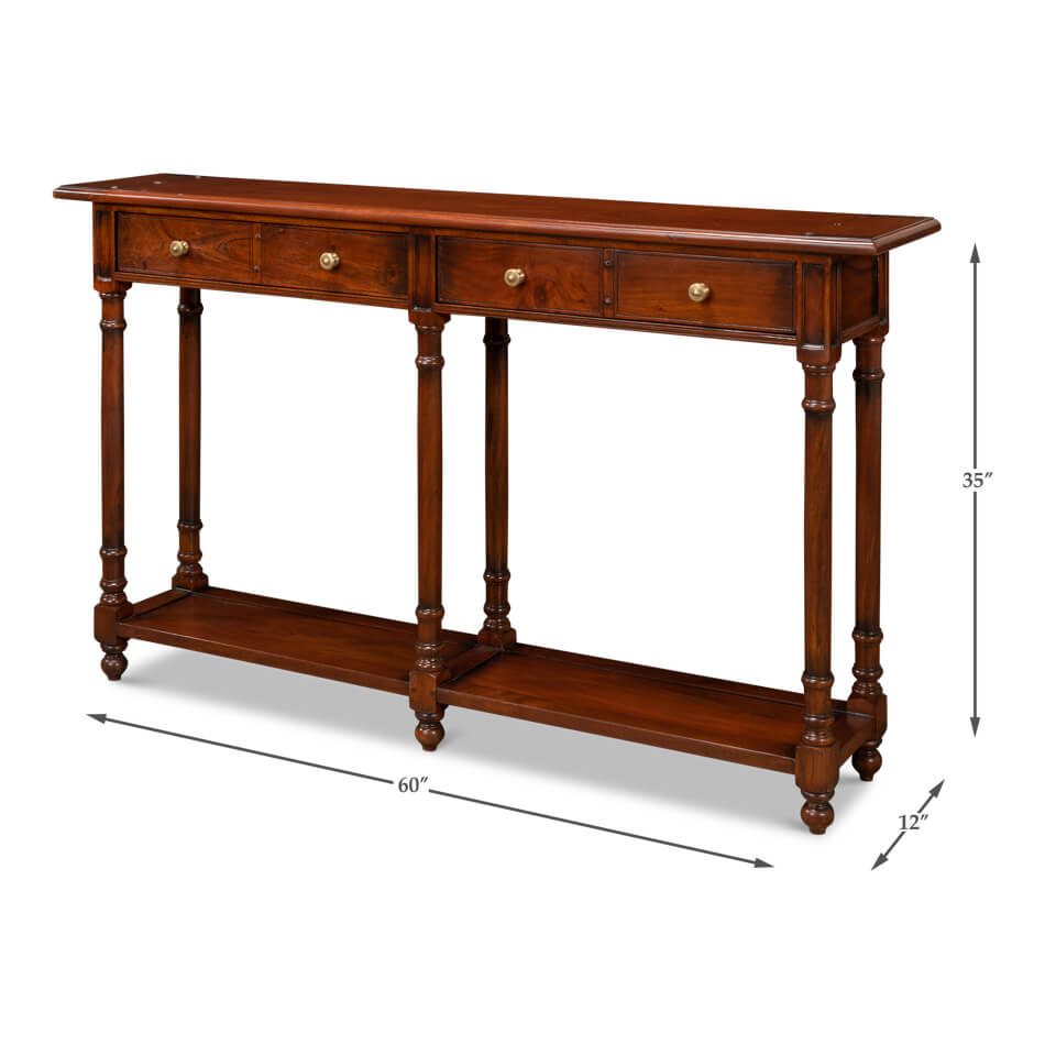 Dimensions of Provincial French Directoire console table shown.