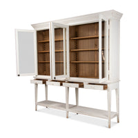 Cabinet doors open revealing interior shelves and details.