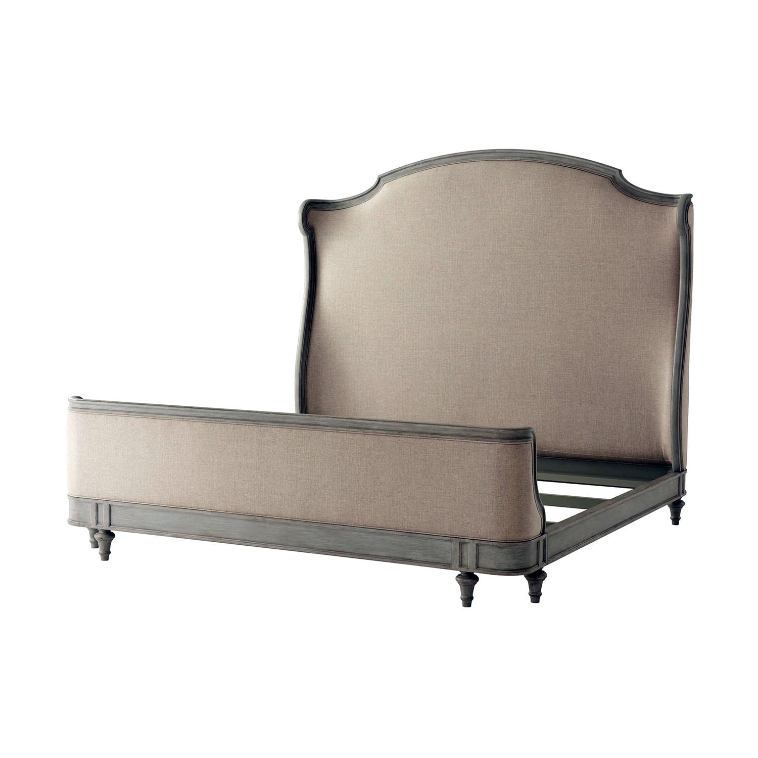 King size bed frame showing headboard and footboard.