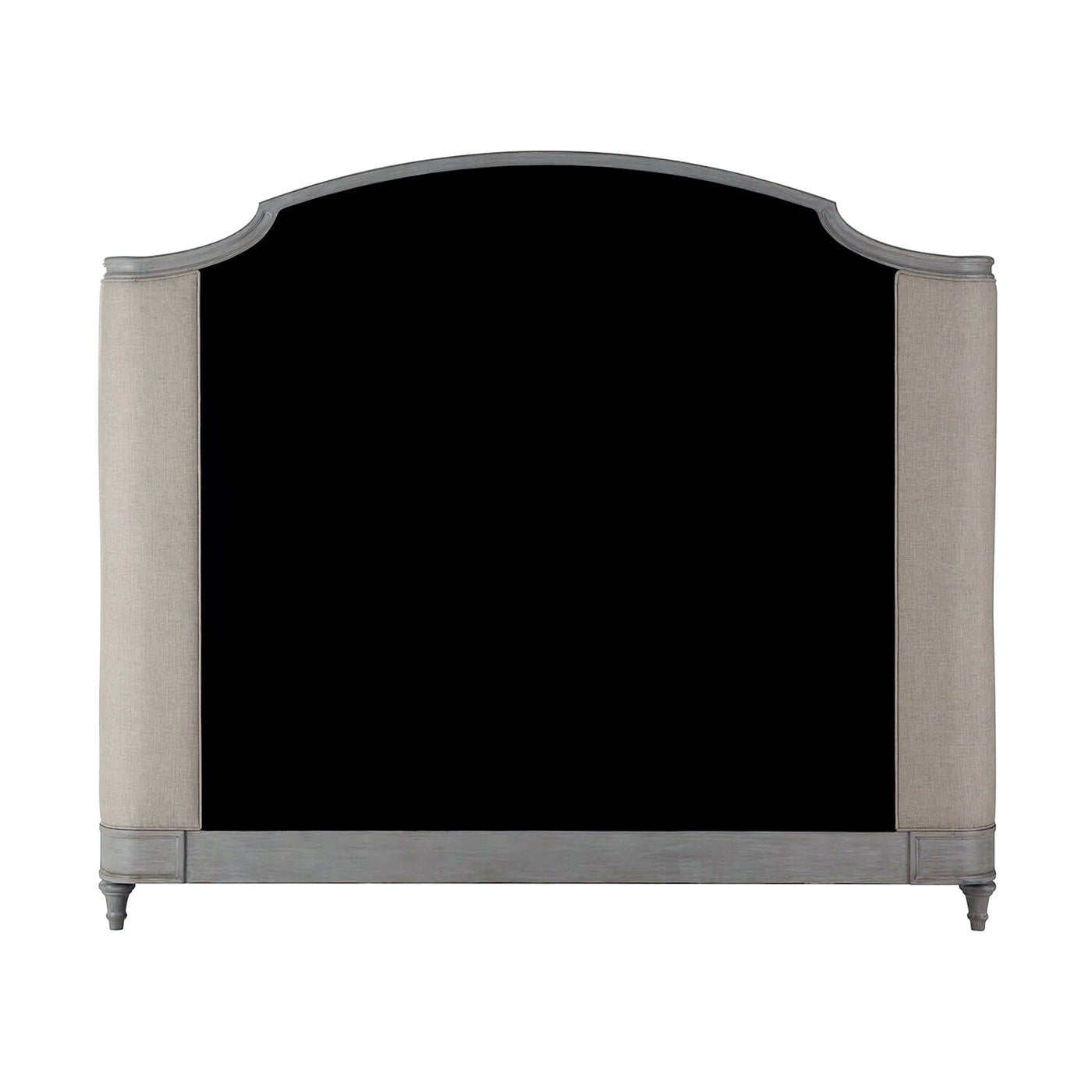 Headboard of king size bed with classic curve design.