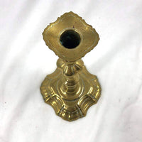 Top view of Queen Anne brass candlestick design.
