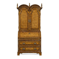 Closed Queen Anne secretary bookcase, ornate wood design.