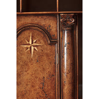 Star design and column detail on Queen Anne bookcase.