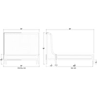 Technical drawing of queen bed with measurements.