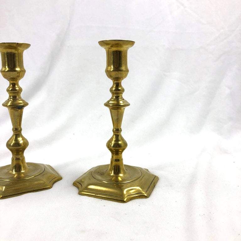 Close-up of one Queen Anne candlestick, angled view.