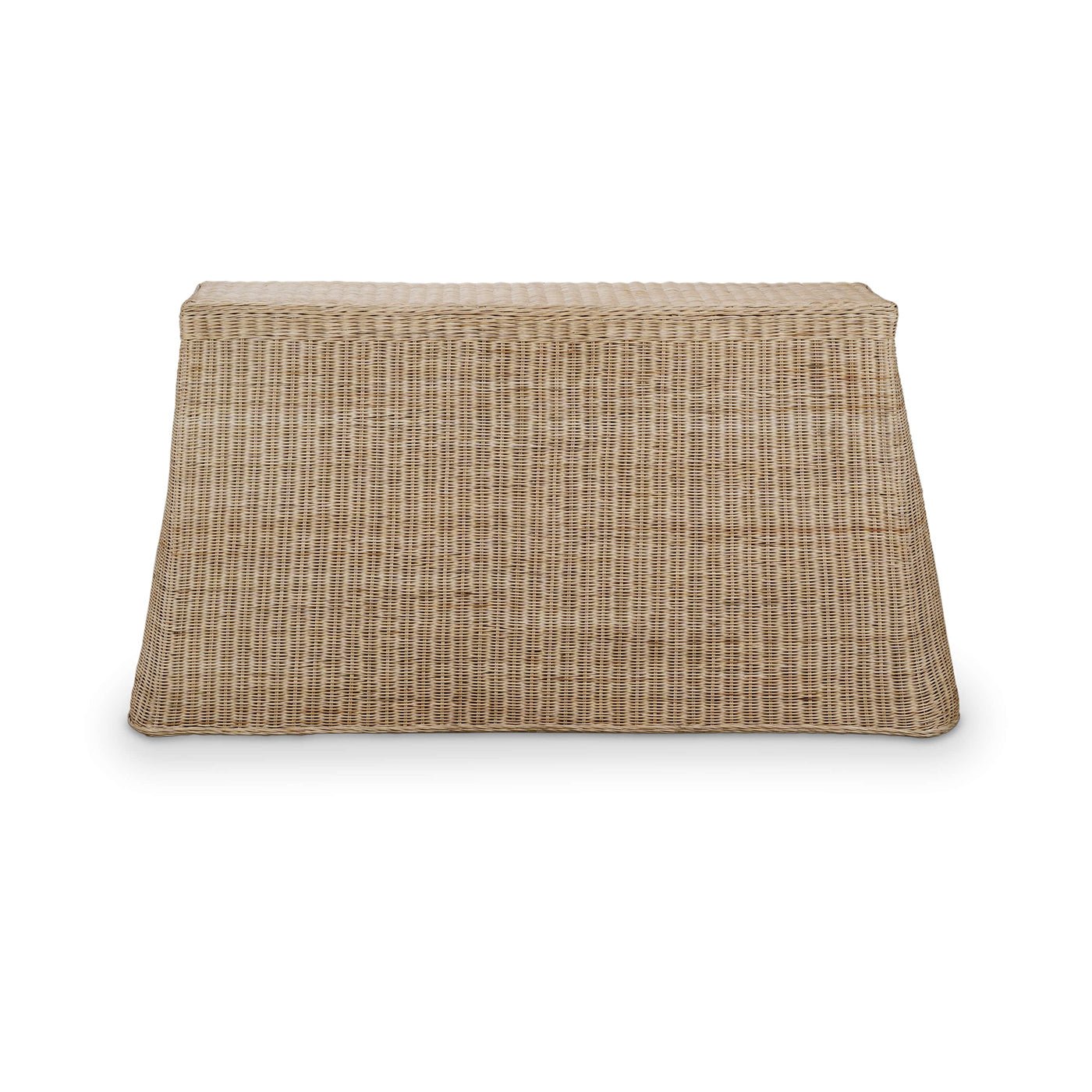 Back view of rattan console table.