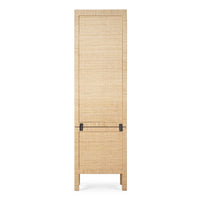Back view of rattan cabinet with detailed texture.