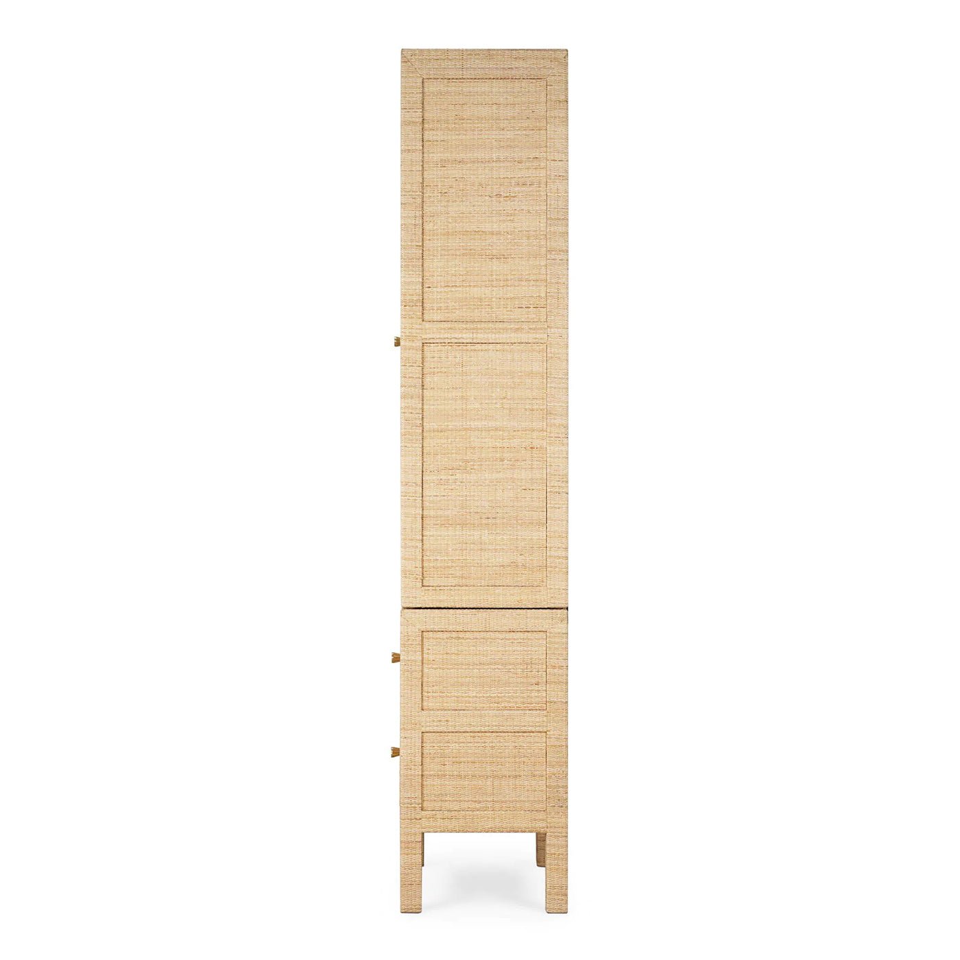Side view of rattan cabinet showing solid back.