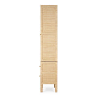 Side view of rattan cabinet showing solid back.