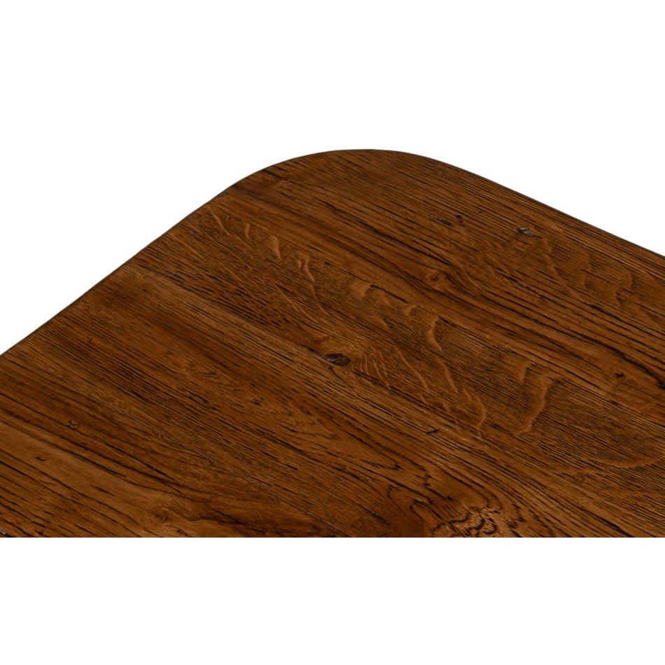 Wooden cube table, close-up top, detailed grain pattern.