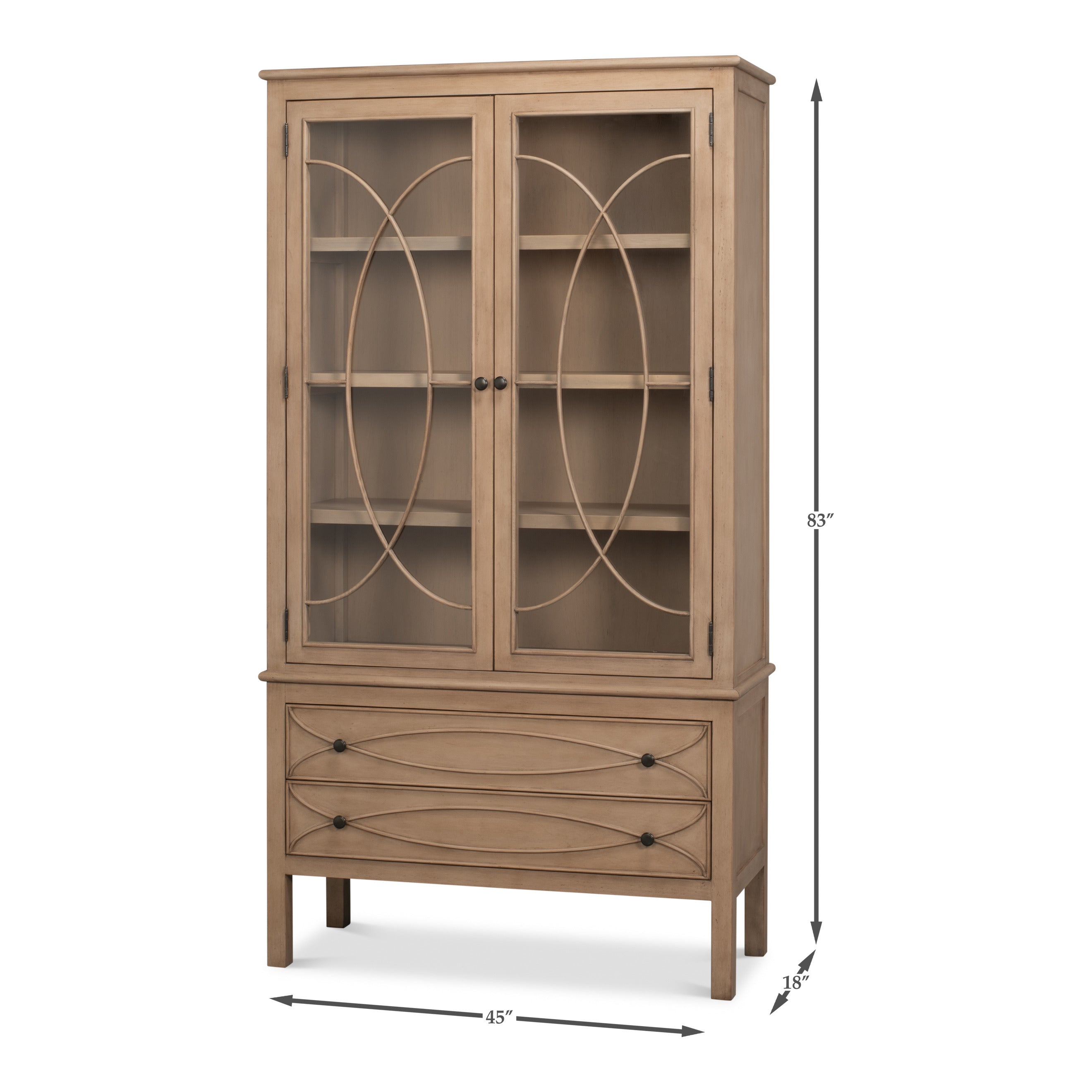 Dimension drawing for Reclaimed Pine Bookcase in Bone White