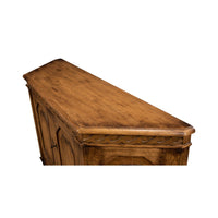 Top view of reclaimed pine credenza's wood grain.