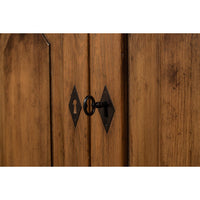 Reclaimed pine credenza lock and keyhole design.