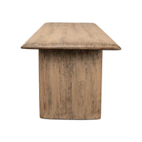 Side view of reclaimed pine dining table, edge detail.