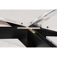 Internal leaf extension mechanism of the dining table.